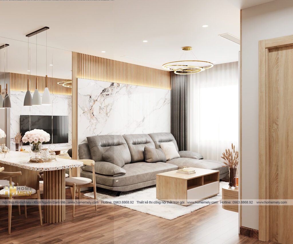 Thiết kế nội thất chung cư bạch đằng hải dương phòng khách