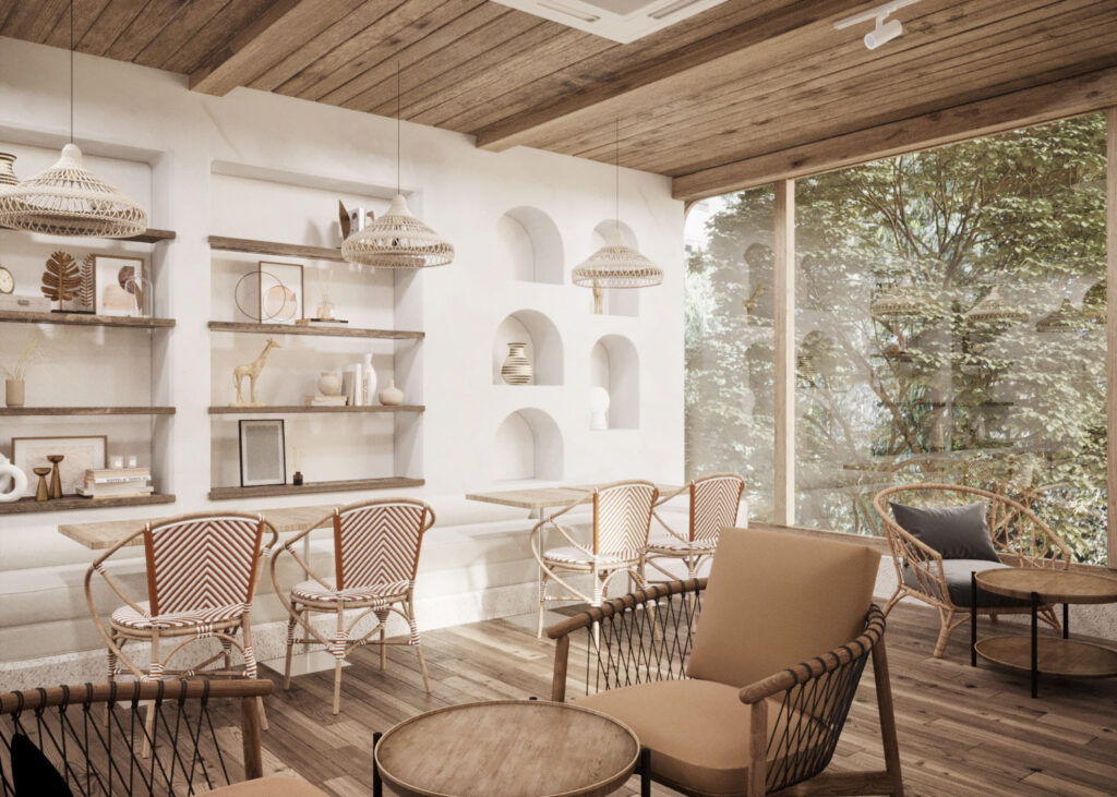 Thiết kế quán cafe nhỏ đẹp phong cách mộc mạc ấn tượng