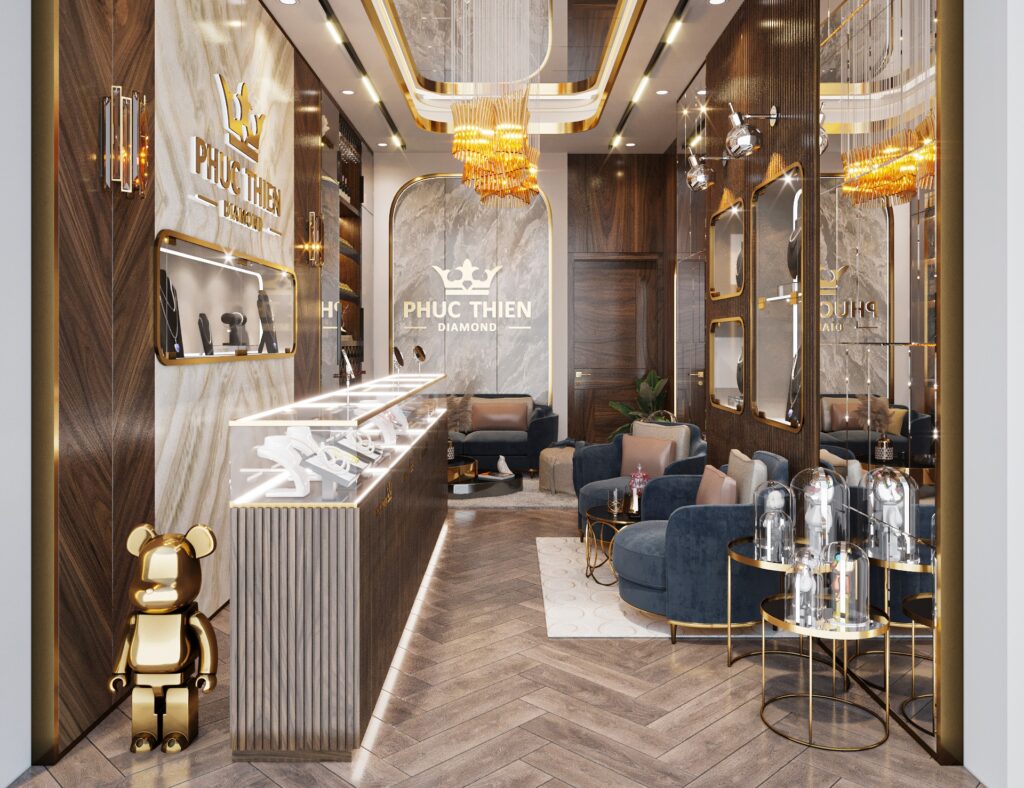Thiết kế nội thất cửa hàng vàng đẹp Thiên Phúc