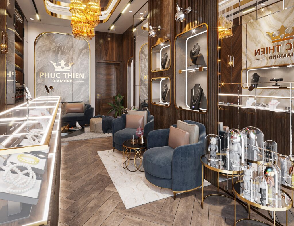 Thiết kế nội thất cửa hàng vàng đẹp Thiên Phúc