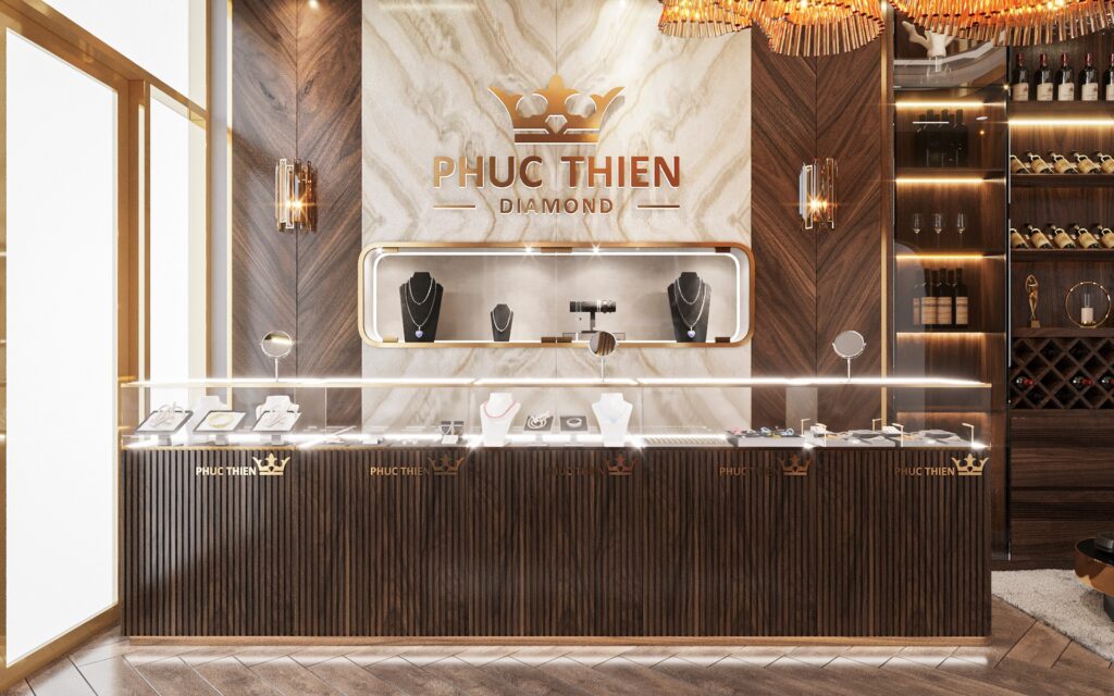 Thiết kế nội thất cửa hàng vàng đẹp Thiên Phúc