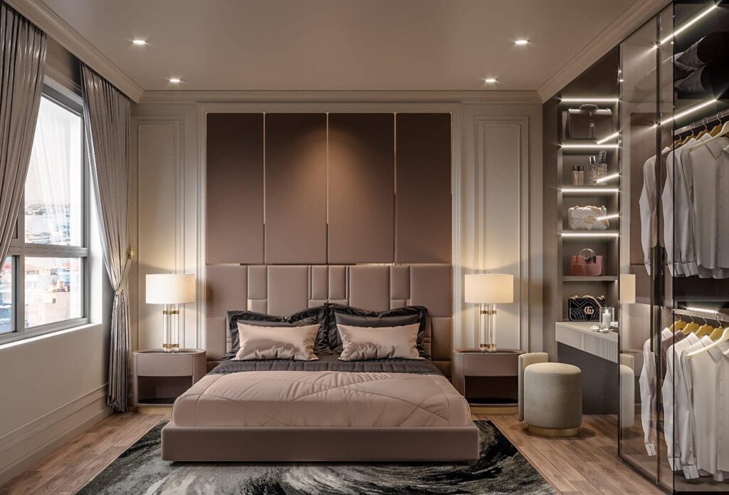 Mẫu thiết kế nội thất phòng ngủ tân cổ điển luxury ấn tượng