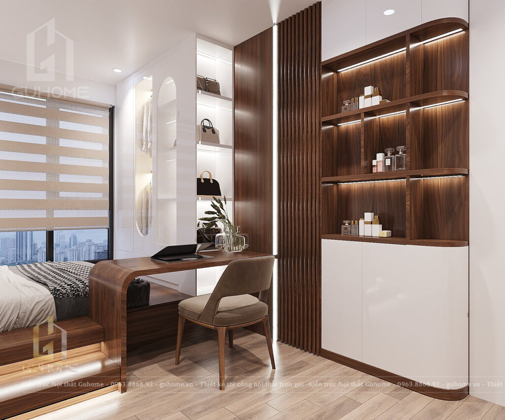 Thiết kế thi công nội thất phòng ngủ bé gỗ óc chó