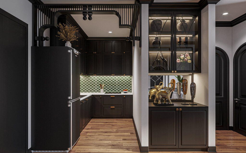 Thiết kế nội thất tủ bếp phong cách indochine